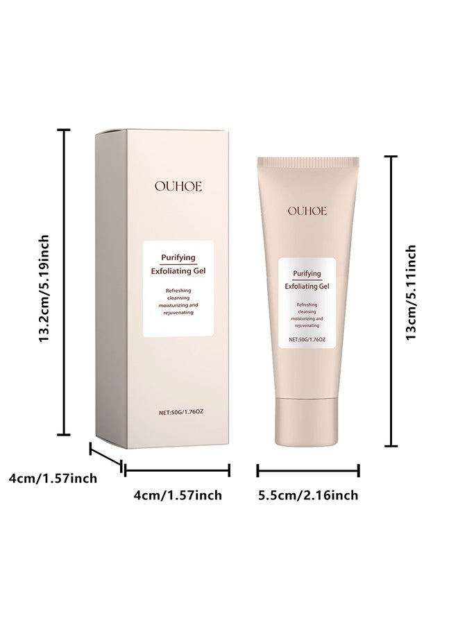 Purifying Exfoliating Gel, Facial Exfoliator Cleanser, Deep Cleansing Face and Body Exfoliating Scrub Gel, Gentle Exfoliating Gel for Face Facial – Exfoliating Gel Scrub for Face Cleans Dirt & Oils 50g
