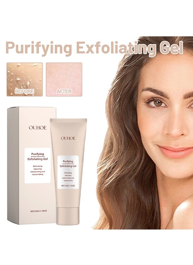 Purifying Exfoliating Gel, Facial Exfoliator Cleanser, Deep Cleansing Face and Body Exfoliating Scrub Gel, Gentle Exfoliating Gel for Face Facial – Exfoliating Gel Scrub for Face Cleans Dirt & Oils 50g