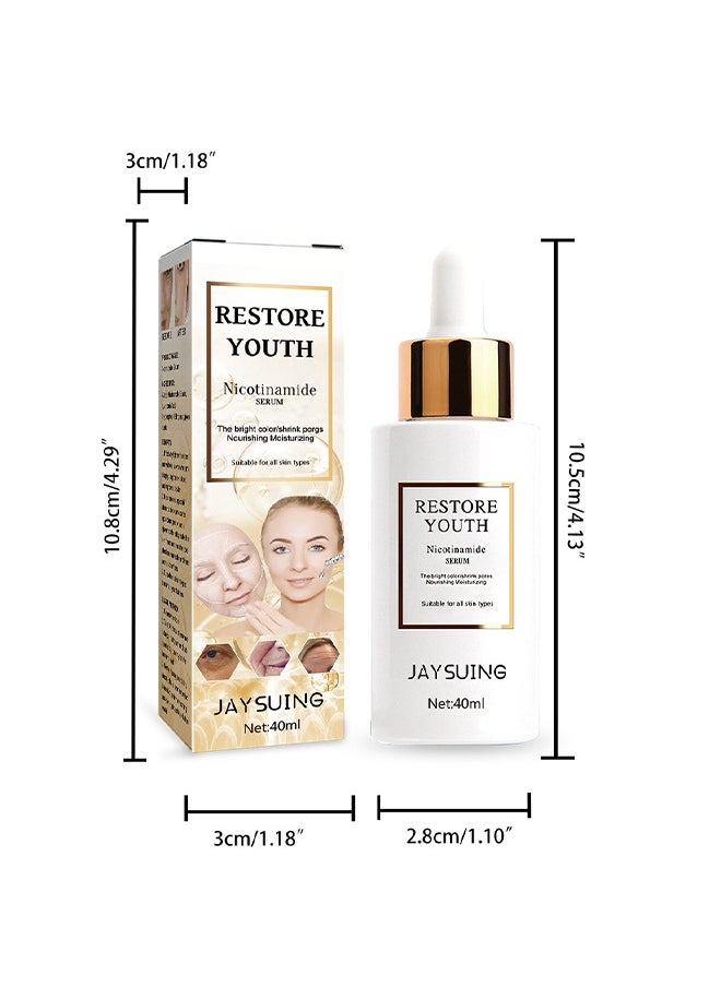 Restore Youth,Niacinamide Serum for Face with Hyaluronic Acid - Face Serum for Sensitive Skin and Acne 40ml