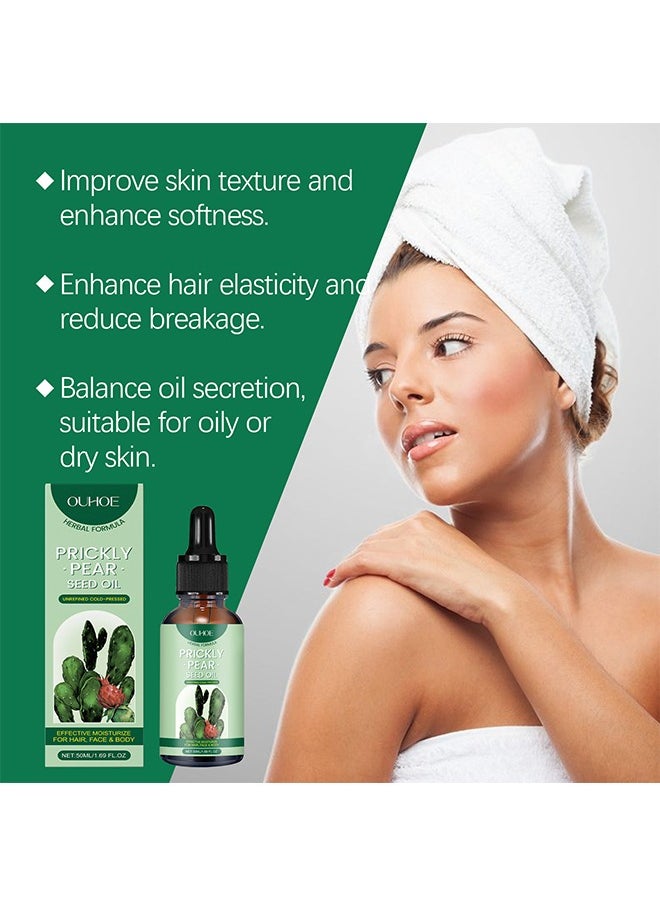 Prickly Pear Seed Oil, Organic Prickly Pear Oil, Cactus Facial Essence, Prickly Pear Seed Oil Skin Moisturizer, for Skin, Face, Hair 50ml
