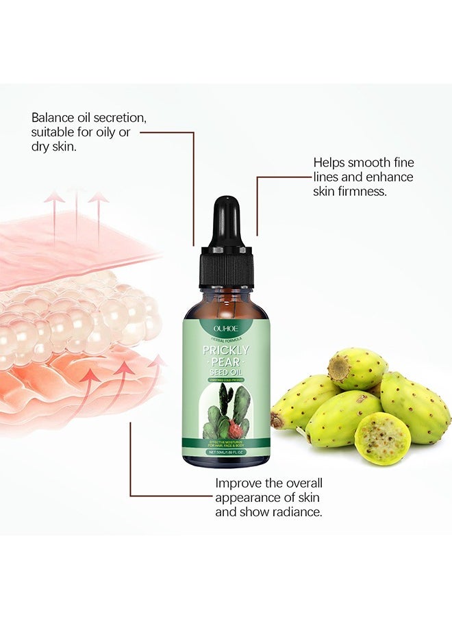 Prickly Pear Seed Oil, Organic Prickly Pear Oil, Cactus Facial Essence, Prickly Pear Seed Oil Skin Moisturizer, for Skin, Face, Hair 50ml