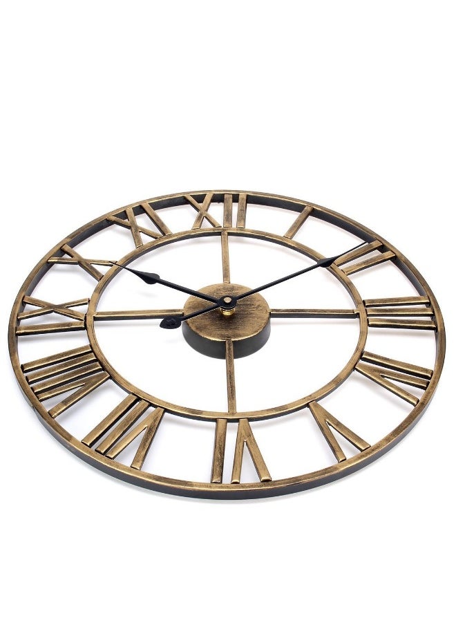 Roman Numeral Round Wall Clock Antique Bronze Color