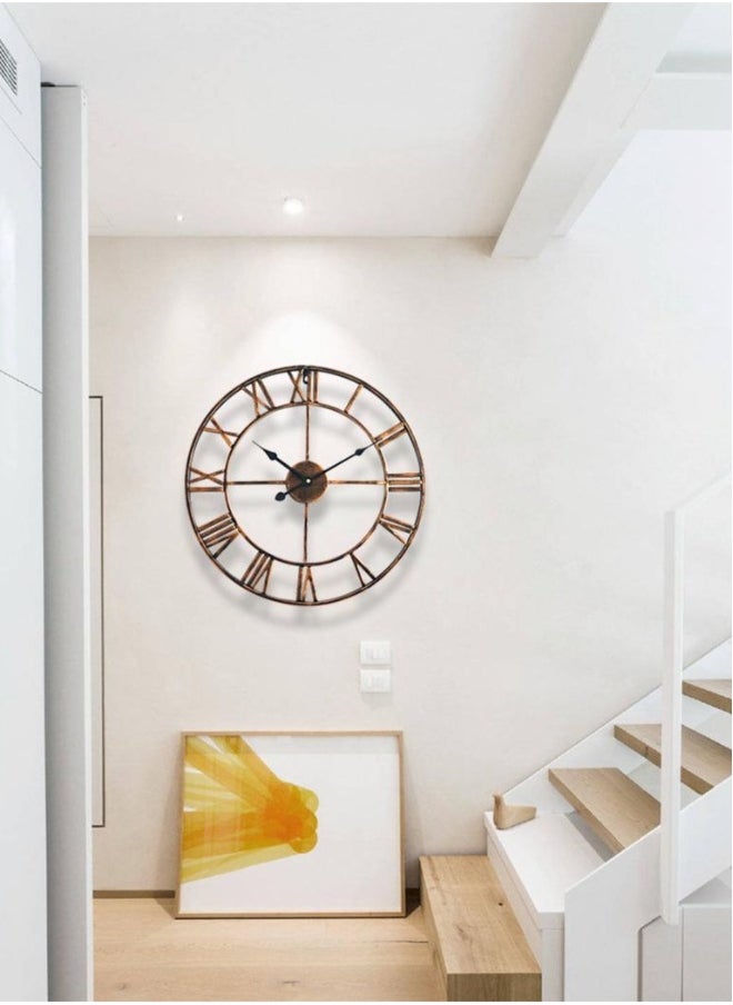 Roman Numeral Round Wall Clock Antique Bronze Color