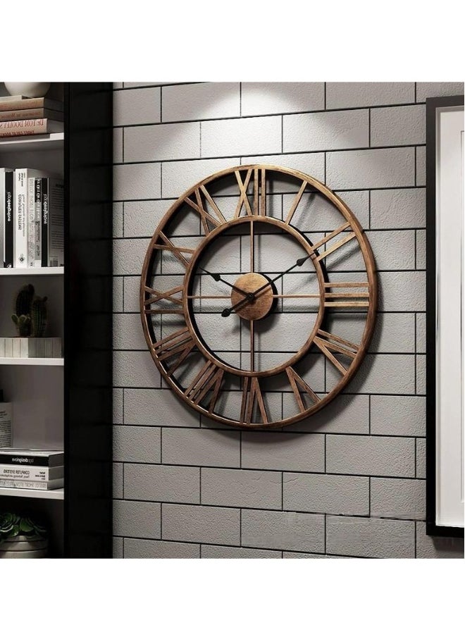 Roman Numeral Round Wall Clock Antique Bronze Color