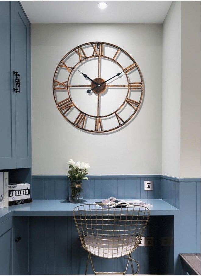 Roman Numeral Round Wall Clock Antique Bronze Color
