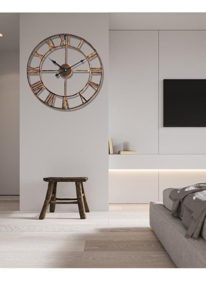Roman Numeral Round Wall Clock Antique Bronze Color