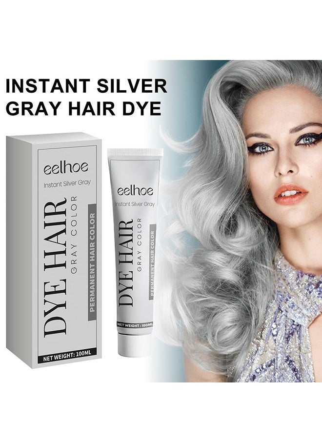 Dye Hair Grey Color，Silver Gray Natural Hair Dye Cream,Hair Dye Light Gray Silver Color Cream,Gray Silver Color Cream,Grey Permanent Hair Dye,Silver Gray Natural Hair Color Cream,Silver Hair Dye,100ML