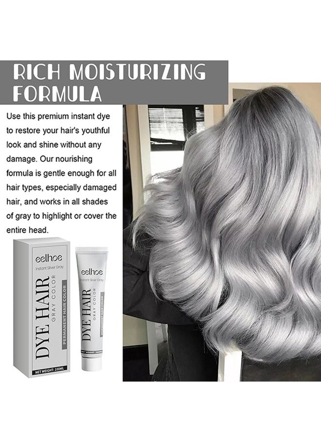 Dye Hair Grey Color，Silver Gray Natural Hair Dye Cream,Hair Dye Light Gray Silver Color Cream,Gray Silver Color Cream,Grey Permanent Hair Dye,Silver Gray Natural Hair Color Cream,Silver Hair Dye,100ML