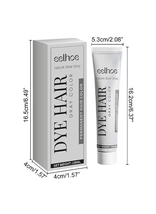 Dye Hair Grey Color，Silver Gray Natural Hair Dye Cream,Hair Dye Light Gray Silver Color Cream,Gray Silver Color Cream,Grey Permanent Hair Dye,Silver Gray Natural Hair Color Cream,Silver Hair Dye,100ML