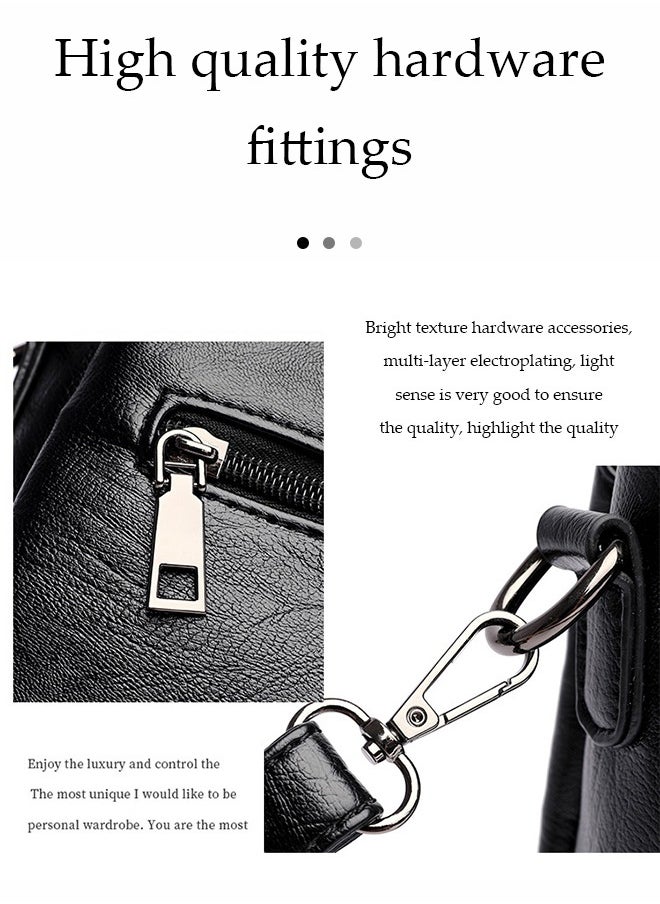 Women's crossbody bag, PU square bucket handbag, adjustable shoulder strap, suitable for storing mobile phones, power banks, umbrellas, cosmetics, 23 * 17 * 12cm, black