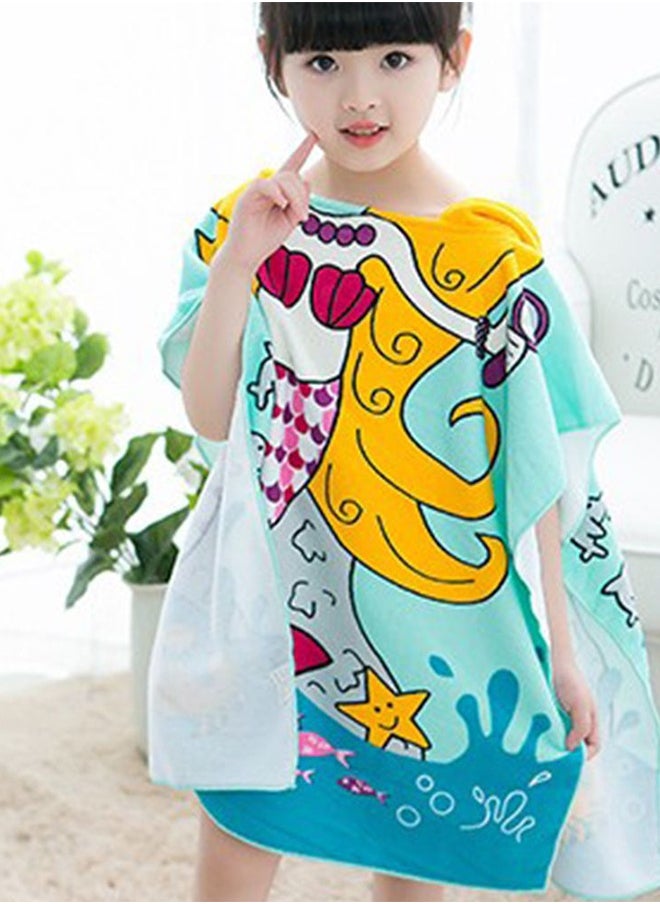 Mermaid Shark Pattern Hooded Cloak Bath Towel