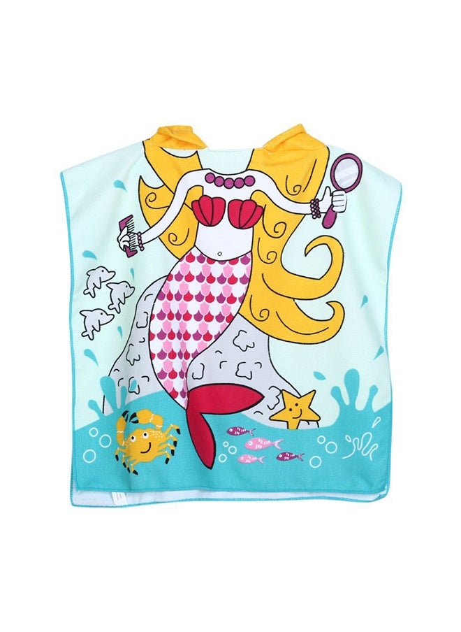 Mermaid Shark Pattern Hooded Cloak Bath Towel