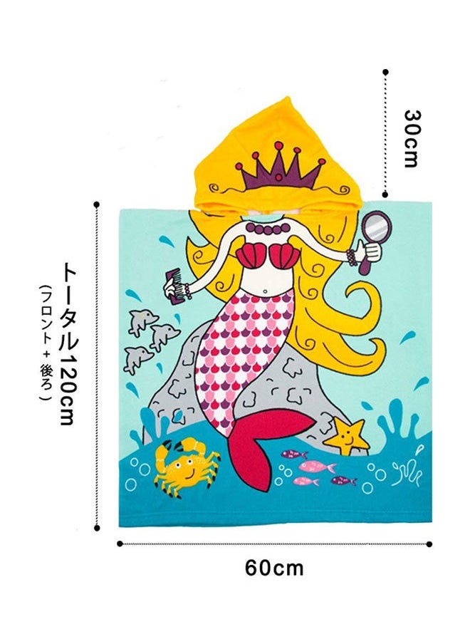 Mermaid Shark Pattern Hooded Cloak Bath Towel