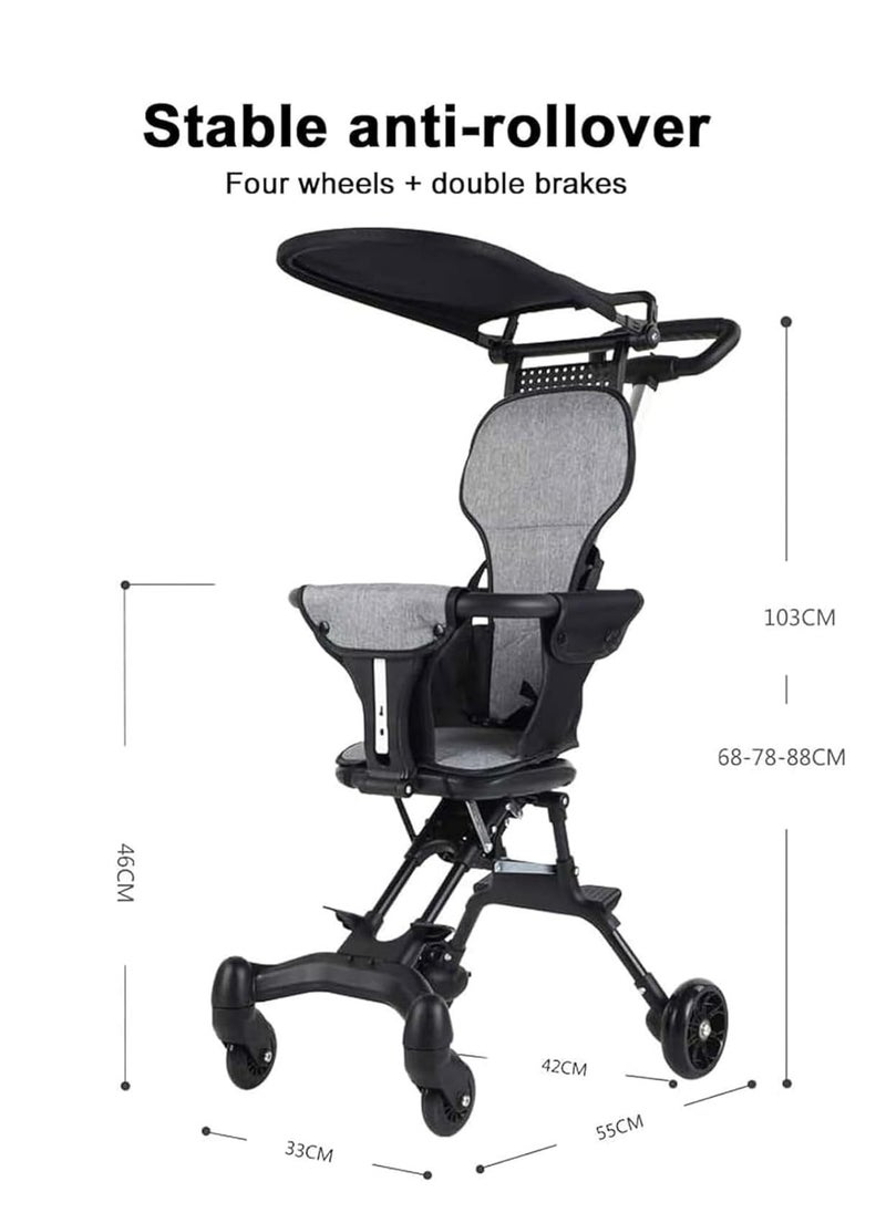 Baby Stroller Lightweight Foldable for Travel – Cabin Friendly Trolley Pram for Kids, Perfect for Airplane Travel, Shopping, Walking, Ideal for Babies and Toddlers Up to 5 Years