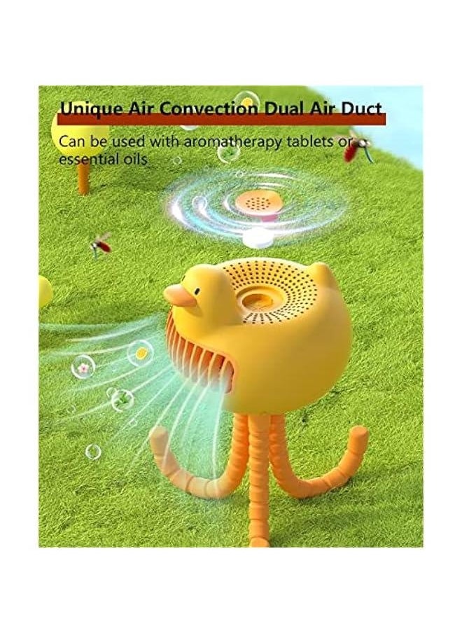 Cute Duck Stroller Fan USB Rechargeable Small Fan Rotate Handheld Fan for Travel Stroller Car Seat Bedroom Camping