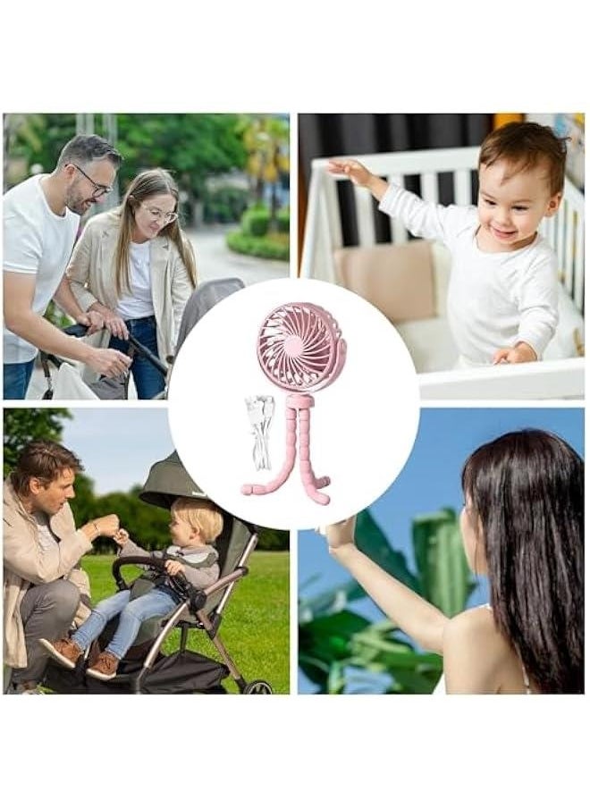 Clip on Fan for Stroller, Clip on Fan for Crib, Stroller Fan Clip on Battery Operated, Stroller on Battery Operated Portable Light Octopus Legs on Fan Low Noise Rechargeables Lights Car Seats on Bab