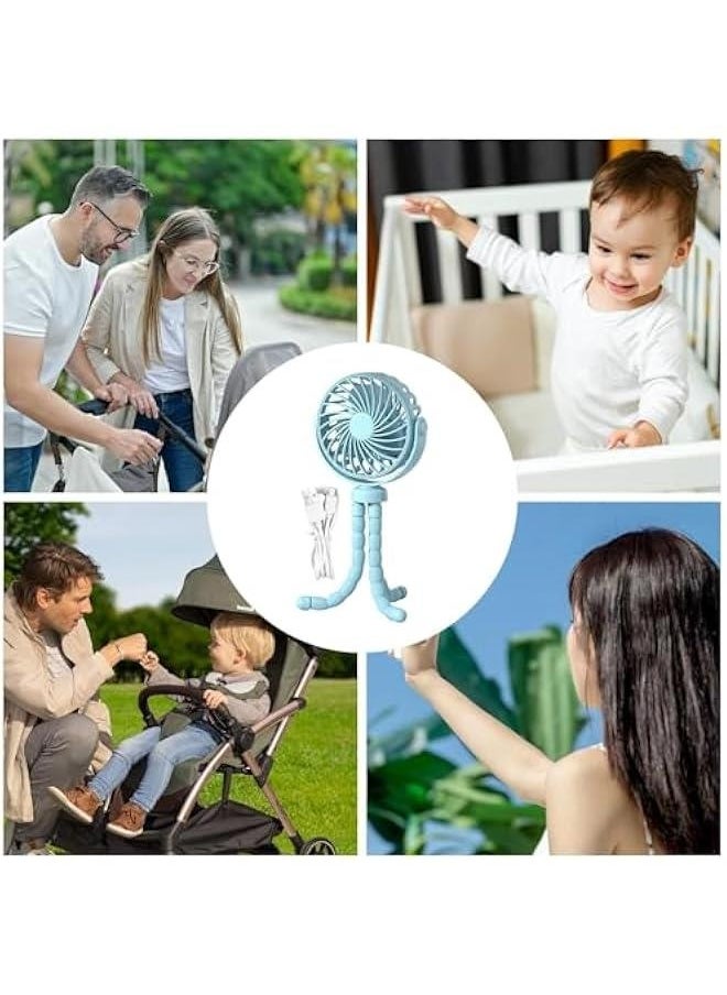 Clip on Fan for Stroller, Clip on Fan for Crib, Stroller Fan Clip on Battery Operated, Stroller on Battery Operated Portable Light Octopus Legs on Fan Low Noise Rechargeables Lights Car Seats on Bab