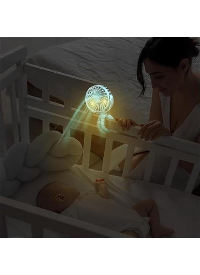 Clip on Fan for Stroller, Clip on Fan for Crib, Stroller Fan Clip on Battery Operated, Stroller on Battery Operated Portable Light Octopus Legs on Fan Low Noise Rechargeables Lights Car Seats on Bab
