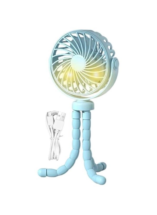 Clip on Fan for Stroller, Clip on Fan for Crib, Stroller Fan Clip on Battery Operated, Stroller on Battery Operated Portable Light Octopus Legs on Fan Low Noise Rechargeables Lights Car Seats on Bab
