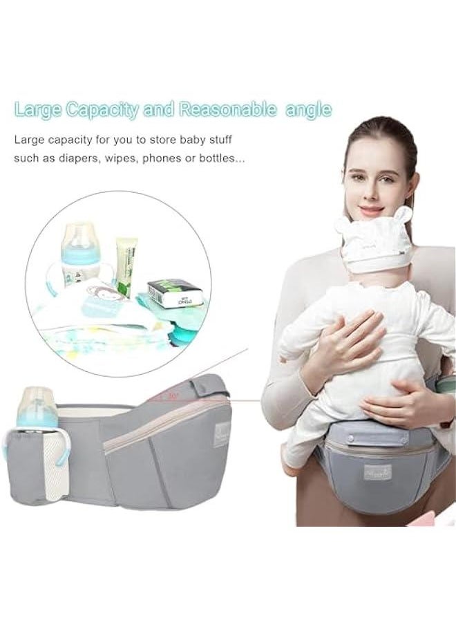Baby Carrier with Hip Seat, Multi-Functional 9 in 1 Baby Carrier Newborn to Toddler for All Seasons, Baby Backpack Carrier for Toddler, Infant Newborn, Multifunctional Carrier (Light grey)
