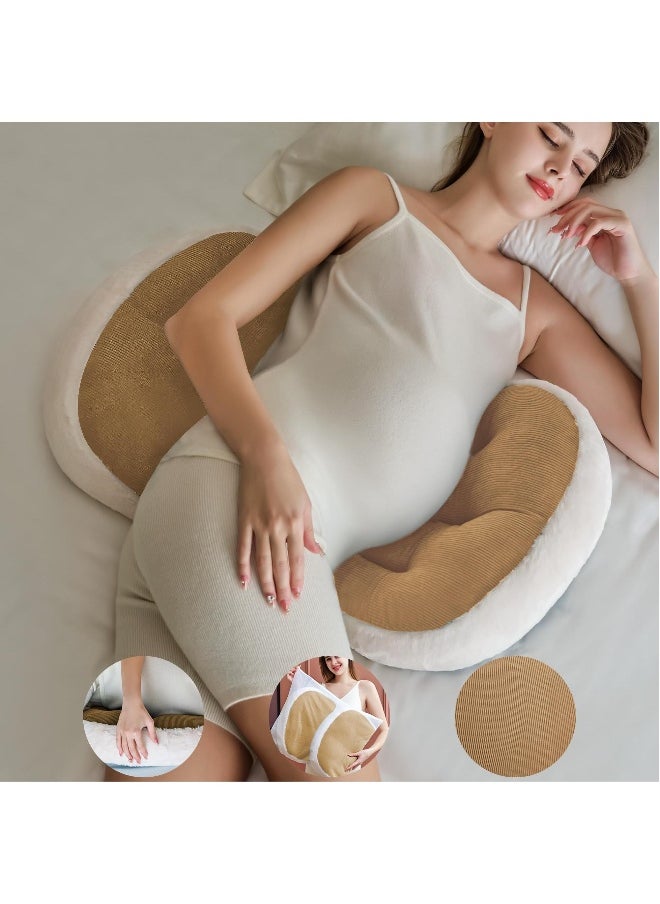Pregnant Women's Pillow For Waist Protection Side Lying Pillow Abdominal Support Sleeping During Pregnancy U-Shaped Backrest Pillow Adjustable Removable And Washable With A Laundry Bag