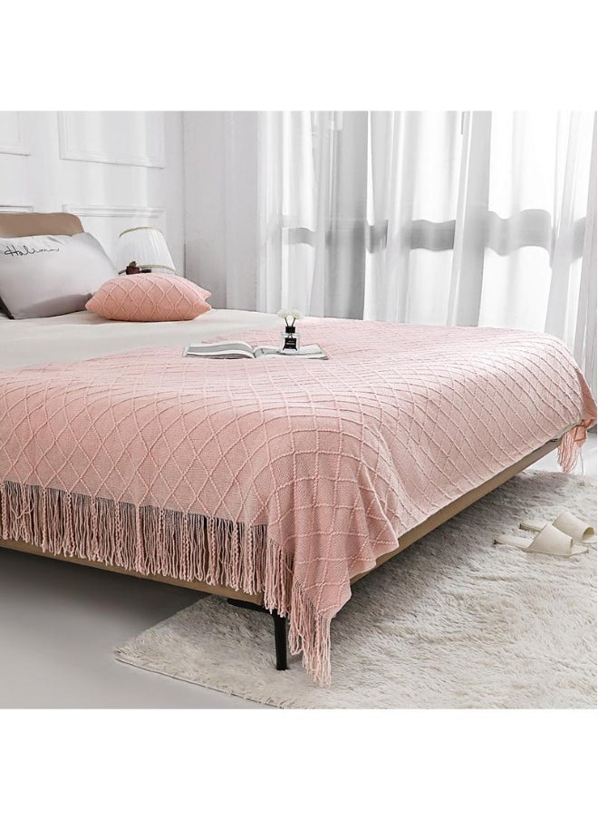 Vintage Blanket Solid Color Knitted Blanket Sofa Blanket