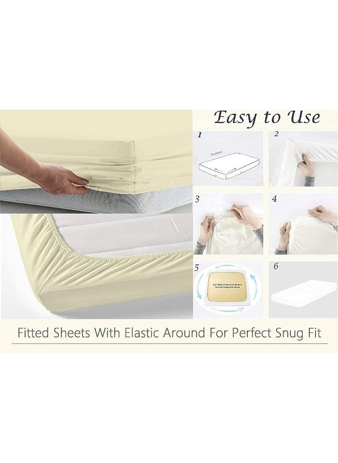 happy at home 600 Thread-Count Egyptian Long-Staple Cotton Sheets 4 Piece Bed Sheet Extra Soft, Breathable, Cooling, King Bedding Sheets 15 Inch Deep Pocket Hotel Quality King Size Sheets, Ivory