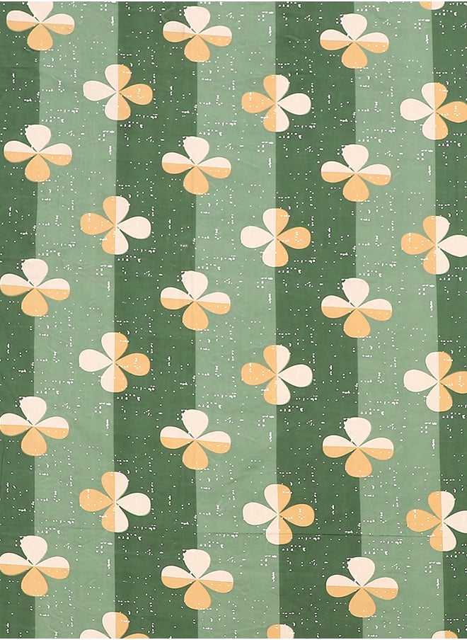 Spring Summer Collection-Cotton Rich Double Bedsheet with 2 Pillow Covers for Bed Room, Home, Hotel-120 GSM, Green Clover, 210 X 215 Cm