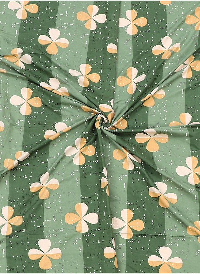 Spring Summer Collection-Cotton Rich Double Bedsheet with 2 Pillow Covers for Bed Room, Home, Hotel-120 GSM, Green Clover, 210 X 215 Cm
