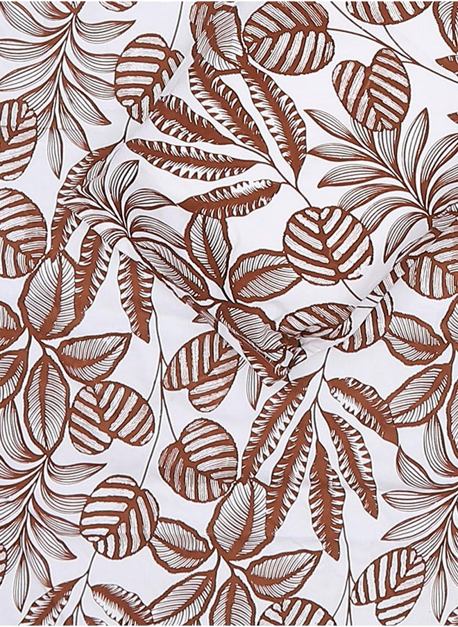 Spring Summer Collection-Cotton Rich Double Bedsheet with 2 Pillow Covers for Bed Room, Home, Hotel-120 GSM, Brown Leaves, 210 X 215 Cm