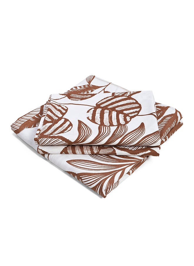 Spring Summer Collection-Cotton Rich Double Bedsheet with 2 Pillow Covers for Bed Room, Home, Hotel-120 GSM, Brown Leaves, 210 X 215 Cm