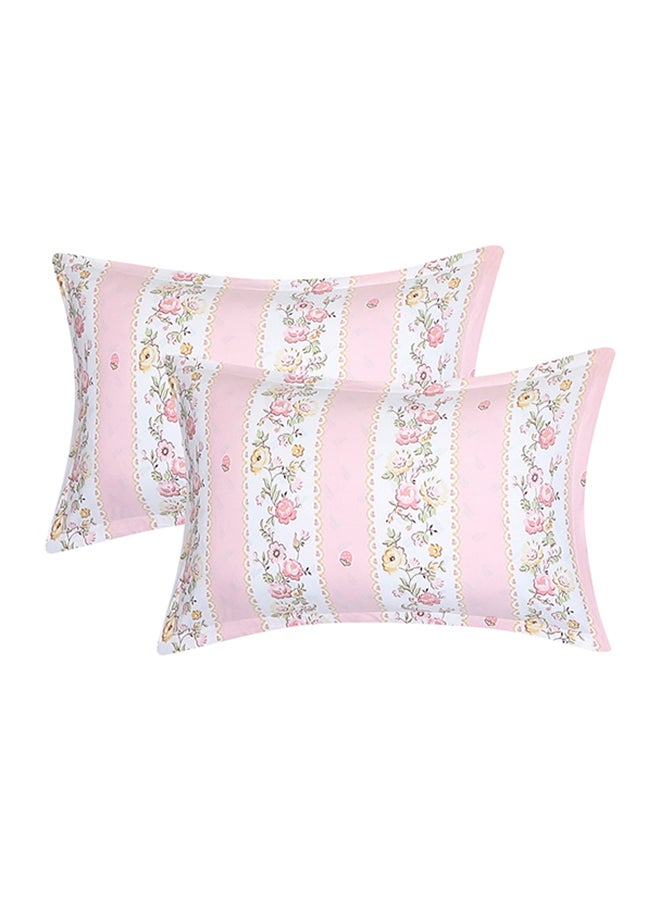 Spring Summer Collection-Cotton Rich Double Bedsheet with 2 Pillow Covers for Bed Room, Home, Hotel-120 GSM, Pink Lines, 210 X 215 Cm