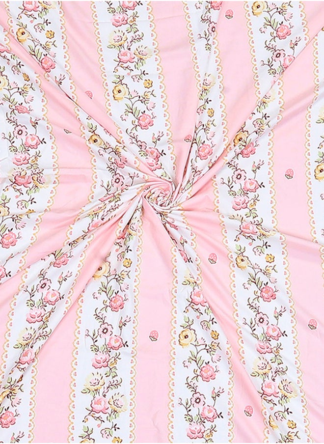 Spring Summer Collection-Cotton Rich Double Bedsheet with 2 Pillow Covers for Bed Room, Home, Hotel-120 GSM, Pink Lines, 210 X 215 Cm