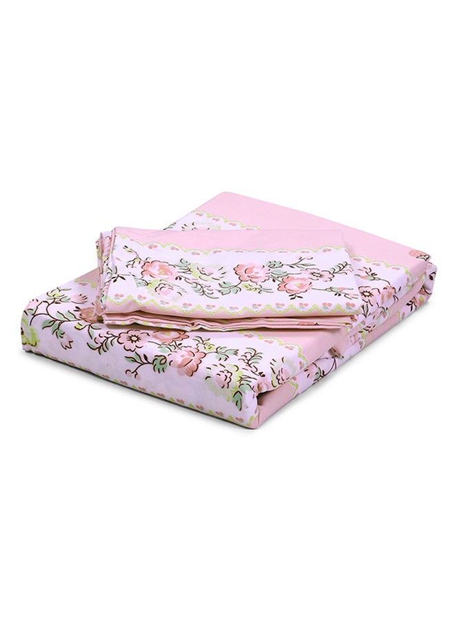 Spring Summer Collection-Cotton Rich Double Bedsheet with 2 Pillow Covers for Bed Room, Home, Hotel-120 GSM, Pink Lines, 210 X 215 Cm