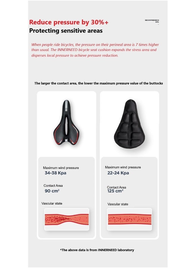 Bicycle Seat Cushion Cover Accessories, Bicycle Riding Inflatable Thermal Insulation TPU Airbag Cushion, Mountain Bike Universal Seat Cushion Cover S M