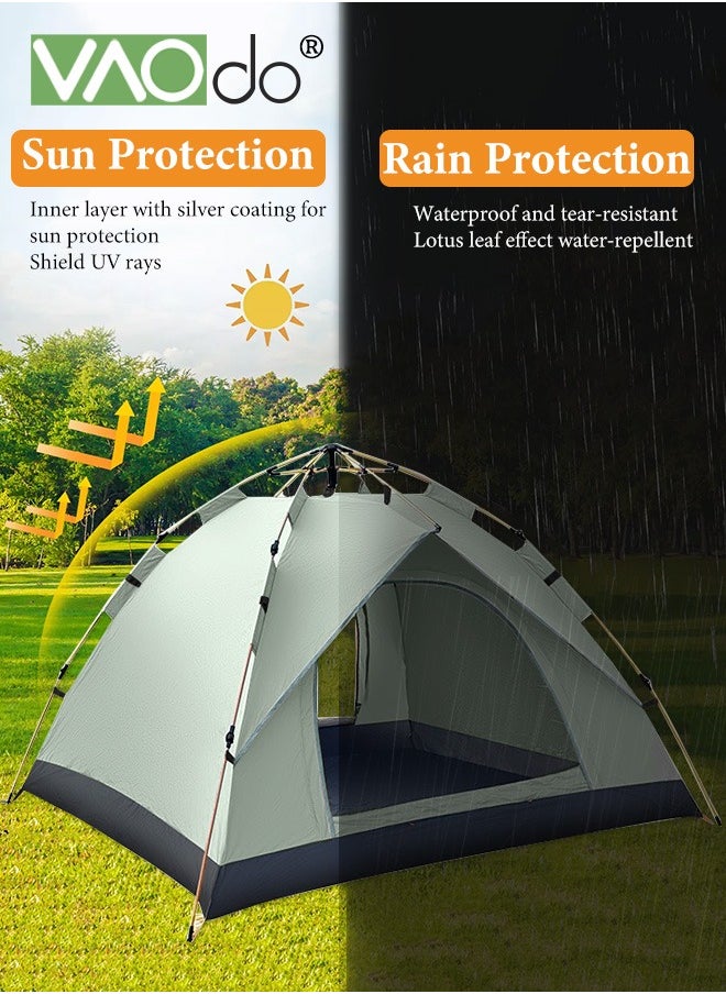 3-4 Person Camping Sun Protection Tent with Carrying Bag, Automatic Tents for Camping Waterproof Family Camping Tent, Easy Set Up Tent, Portable Windproof With Mosquito Net Tent for Camping Hiking Traveling