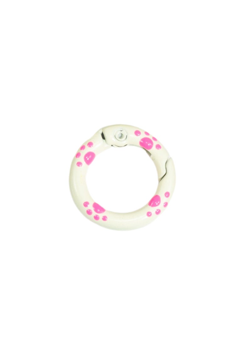 Colorful Hand-Painted Cat Paw Carabiner Keychain DIY Alloy Ring 20mm beige