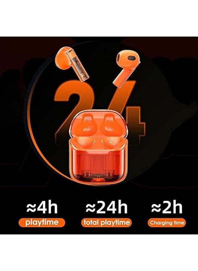True Wireless Earbuds Bluetooth in Ear Headphones for iPhone Android Transparent Blue Tooth 5.3 Ear Buds Deep Bass TWS Wireless Earphones with Microphone Cordless Earbud with Charging Case Black