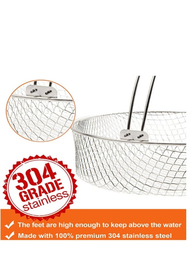 1 PCS Air Fryer Basket Tray Wire Rack Roasting Basket With Handle Stainles Steel Replacement Steamer For Fryer Instant Pot Oven (Silver)