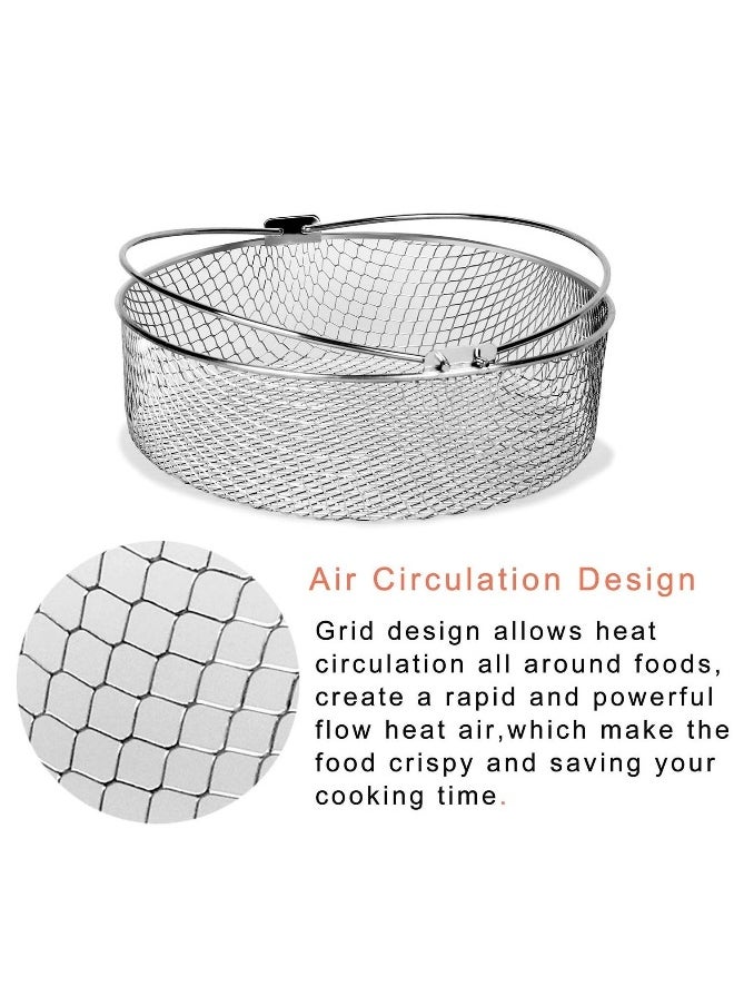 1 PCS Air Fryer Basket Tray Wire Rack Roasting Basket With Handle Stainles Steel Replacement Steamer For Fryer Instant Pot Oven (Silver)