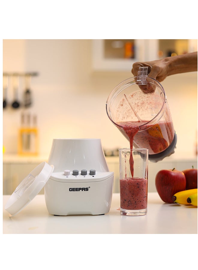 Renewed - 3 In 1 Blender With Unbreakable PC Jars, Stainless Steel Blade, 2 Grinder Attachments, 400W Powerful Motor with 2 Speed Setting and Pulse 400 W GSB6104N White/Clear