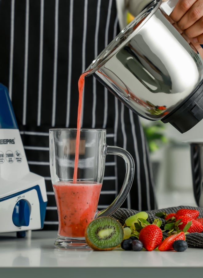 Renewed - 3 In 1 Mixer Grinde, Powerful Copper Motor with Stainless Steel Jars (1.5 L, 1.0 L, 0.5 L) and Blades, ABS Body and Unbreakable PC Dome Lid| Ergonomic Design with Motor Overload Protector| 3 Jars, 3 Speed Setting with Incher 1200 W GSB44088 White