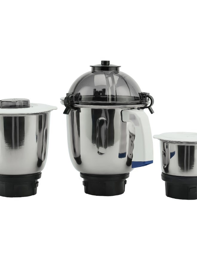 Renewed - 3 In 1 Mixer Grinde, Powerful Copper Motor with Stainless Steel Jars (1.5 L, 1.0 L, 0.5 L) and Blades, ABS Body and Unbreakable PC Dome Lid| Ergonomic Design with Motor Overload Protector| 3 Jars, 3 Speed Setting with Incher 1200 W GSB44088 White