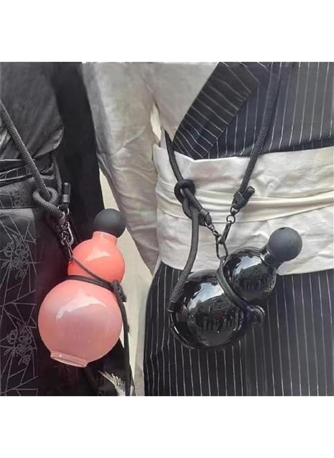 Gourd Water Bottle, Gourd Bottle, Gourd Sports Water Bottle Travel Water Bottle for Gym, Bottle Gourd, Durable Gourd Style Water Bottle, Chinese Retro-Inspired Gourd Bottle (Light pink)