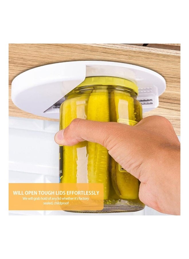 Under-Cabinet Can Opener, Cap Opening Tool, Easily Grips and Unscrews Many Container Sizes, Ideal Kitchen Gadget for Seniors with Weak Hands and Arthritis
