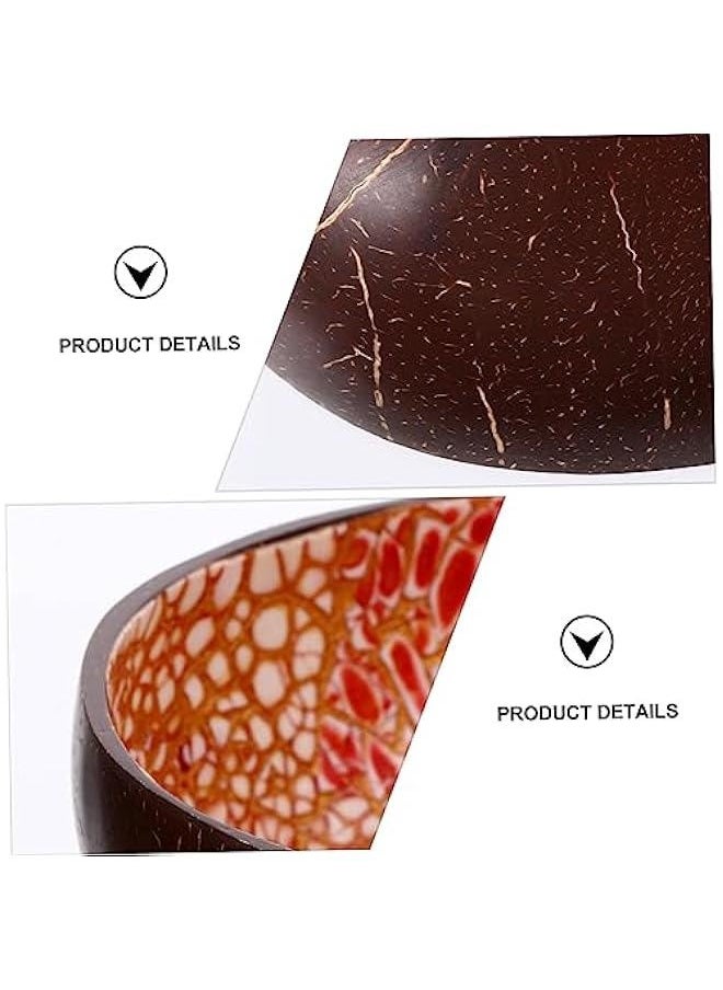 1 PC Coconut Shell Bowl Wooden Salad Bowl Table Top Decor Natural Home Decor Shell Key Storage Bowl Mini Containers Candy Dishes Decorative Coconut Bowl Key Storage Container Spoon