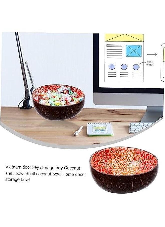 1 PC Coconut Shell Bowl Wooden Salad Bowl Table Top Decor Natural Home Decor Shell Key Storage Bowl Mini Containers Candy Dishes Decorative Coconut Bowl Key Storage Container Spoon