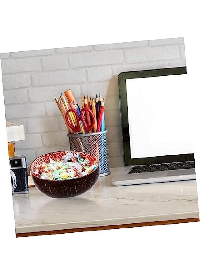 1 PC Coconut Shell Bowl Wooden Salad Bowl Table Top Decor Natural Home Decor Shell Key Storage Bowl Mini Containers Candy Dishes Decorative Coconut Bowl Key Storage Container Spoon