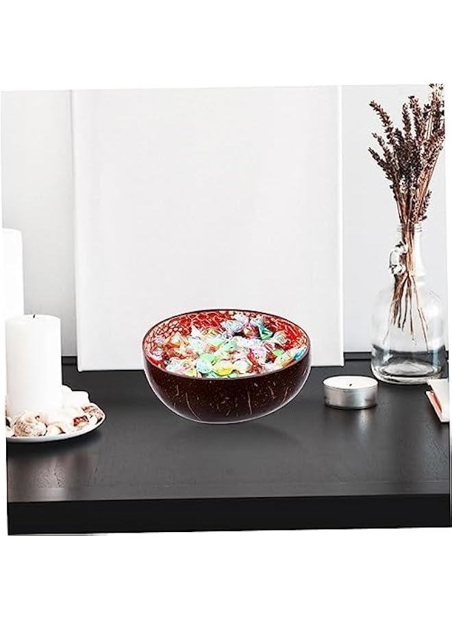 1 PC Coconut Shell Bowl Wooden Salad Bowl Table Top Decor Natural Home Decor Shell Key Storage Bowl Mini Containers Candy Dishes Decorative Coconut Bowl Key Storage Container Spoon