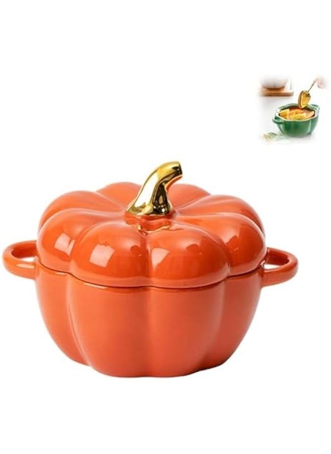 Oven Safe Pumpkin Bowls, Pumpkin Ramekins With Lids, Pumpkin Bowl With Lid, 15 Oz Pumpkin Bowls, Pumpkin Soup Bowls With Handles, Pumpkin Soup Bowls (Orange)